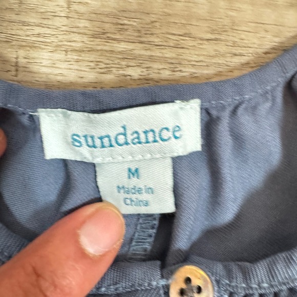 Sundance Wide Leg Jumpsuit Button Front Pockets Blue Casual Size M - Picture 7 of 7